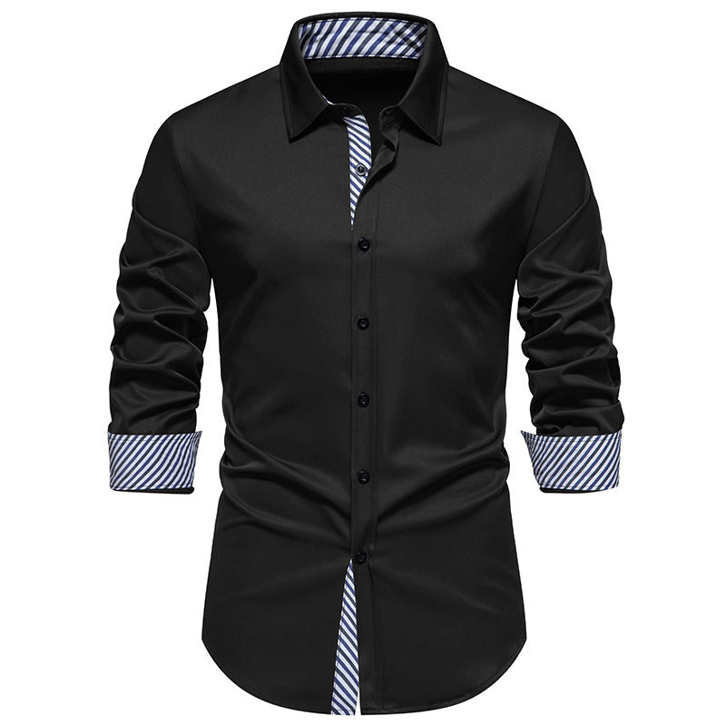 Men's Long Sleeve Shirt with Modern Contrast Design Skorter