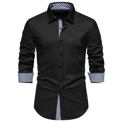 Men's Long Sleeve Shirt with Modern Contrast Design Skorter