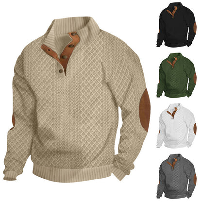 Men's sweatshirt with textured knit pattern and leather details Skorter