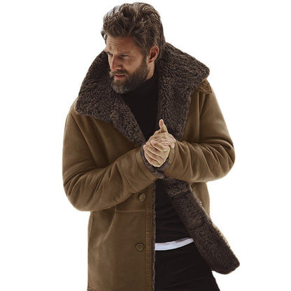 Men's teddy fur jacket with large collar and buttonable closure Skorter