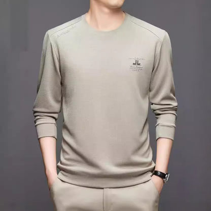 Herrtröja med lång ärm och texturerad design, sportig skorter