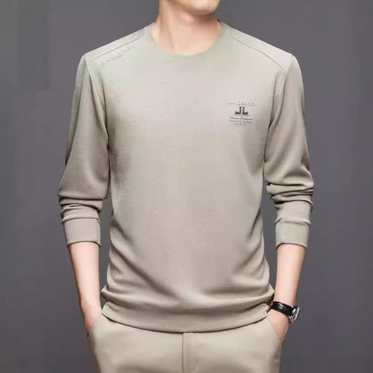 Herrtröja med lång ärm och texturerad design, sportig skorter