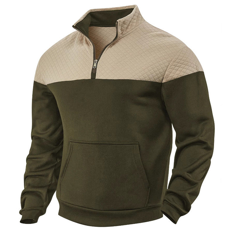 Men's sporty stand-up collar pullover with zipper and textured upper material Skorter