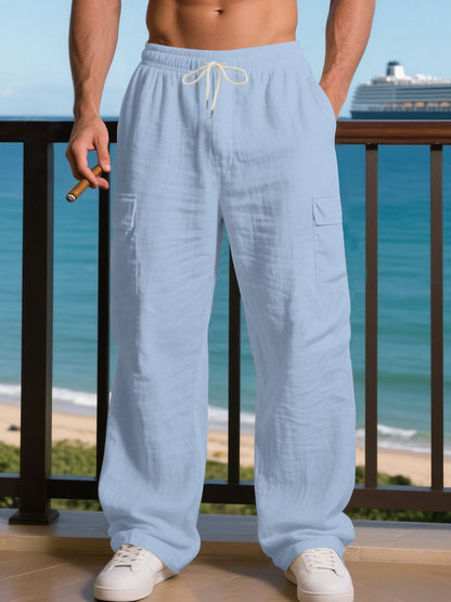 Men's relaxed cargo pants with elastic waistband and practical side pockets Skorter