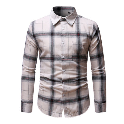 Men's Stylish Checkered Long Sleeve Shirt made of Soft Cotton Skorter