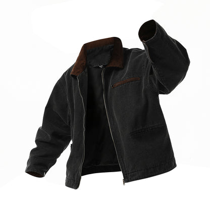 Men's urban transitional jacket with textured stand-up collar and numerous practical pockets Skorter