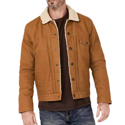 Men's cozy denim jacket with Sherpa lining Skorter