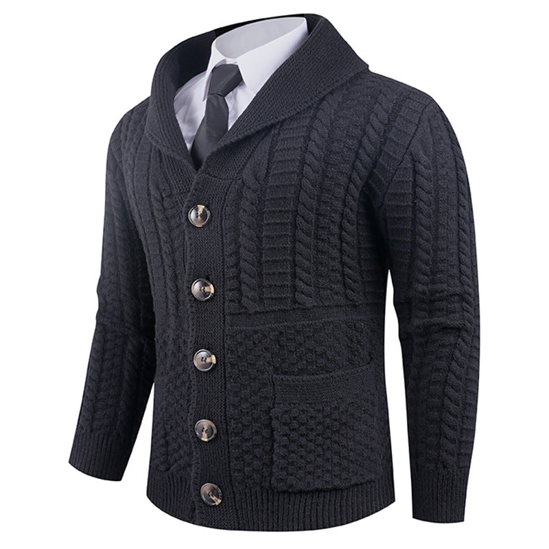 Men's cardigan with modern shawl collar and practical buttons Skorter