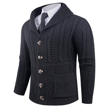 Men's cardigan with modern shawl collar and practical buttons Skorter