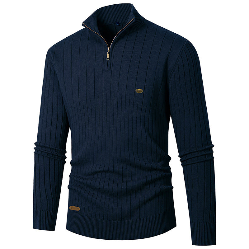 Men's sweater with stand-up collar and fine knit Skorter