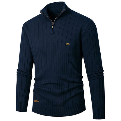 Men's sweater with stand-up collar and fine knit Skorter