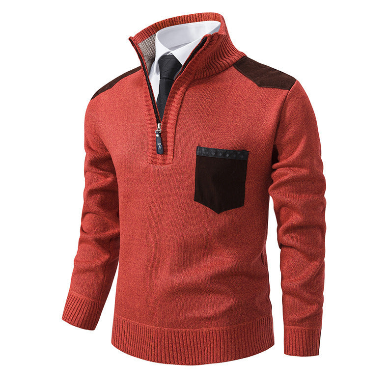Men's stylish sweater with high collar and zipper Skorter