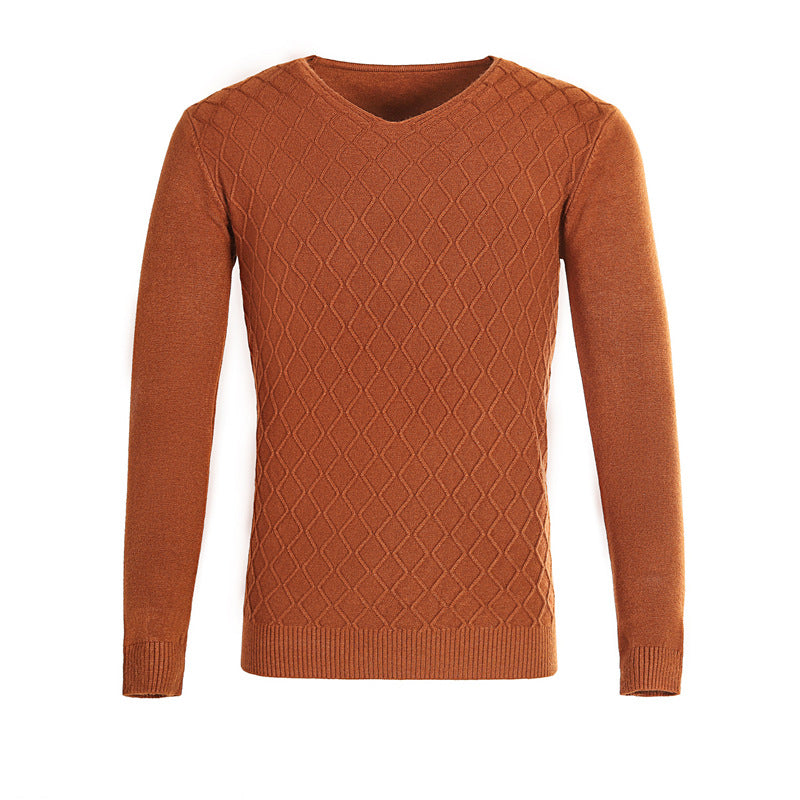 Men's V-neck sweater with textured pattern Skorter
