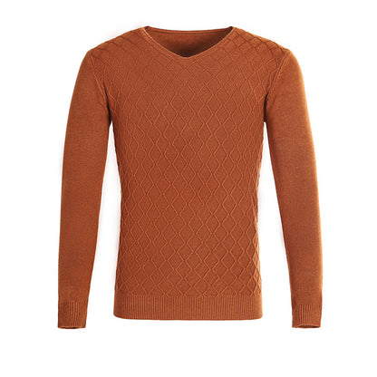 Men's V-neck sweater with textured pattern Skorter