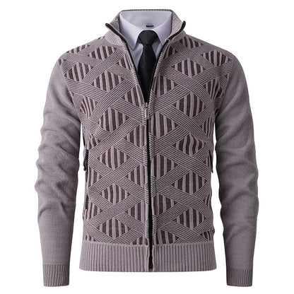Men's cardigan with textured design and modern zipper Skorter