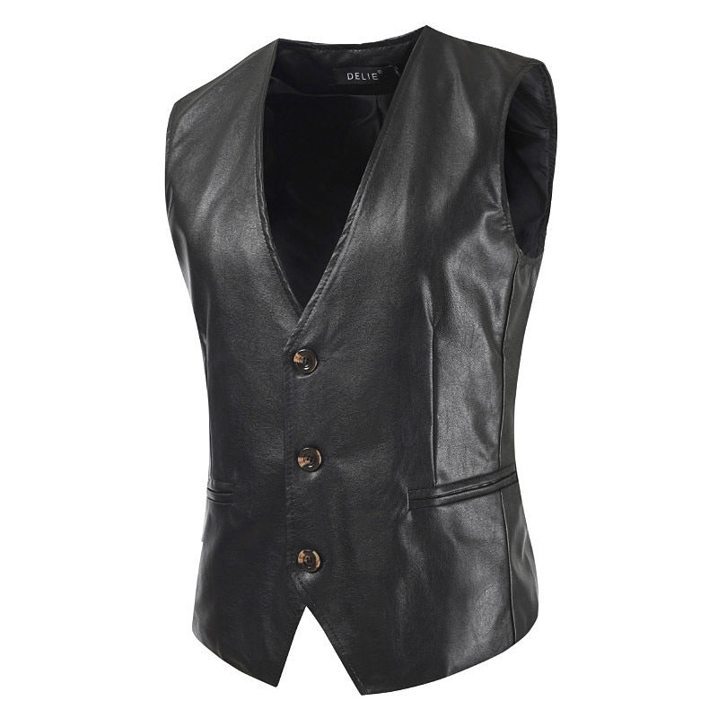 Men's stylish sleeveless leather vest Skorter