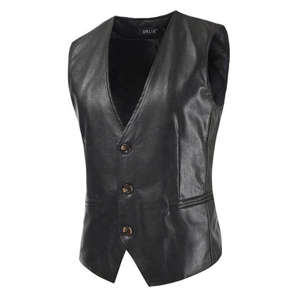 Men's stylish sleeveless leather vest Skorter