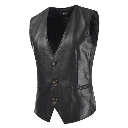 Men's stylish sleeveless leather vest Skorter