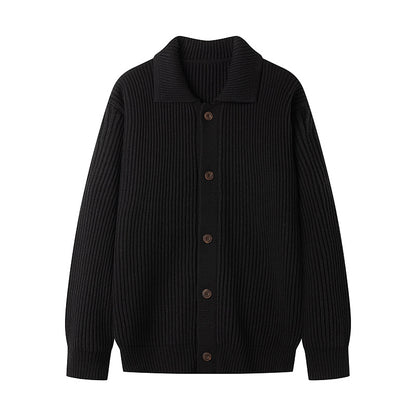 Men's Cardigan with Comfortable Button Placket and Modern Rib Design Skorter
