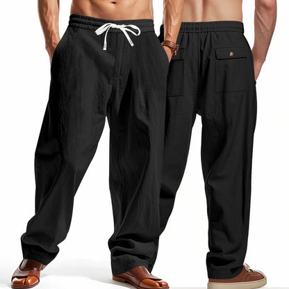 Men's airy leisure pants with elastic waistband and side pockets Skorter