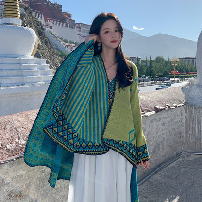 Skorter | Ethical Tibetan shawl cape Warm scarf