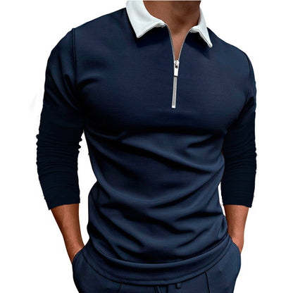 Men's sporty sweater with 1/4 zipper and contrasting collar Skorter