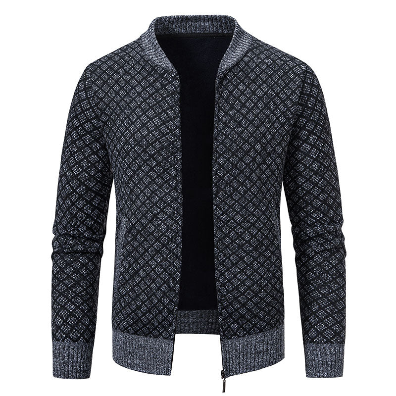 Men's cardigan with modern zip closure and textured design Skorter