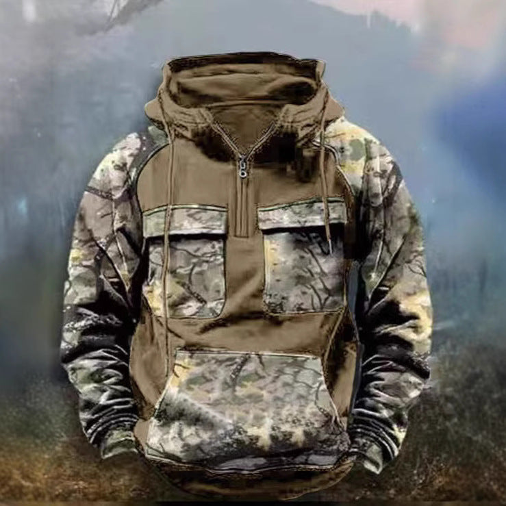 Kamouflage funktionell luvtröja för herr Skorter