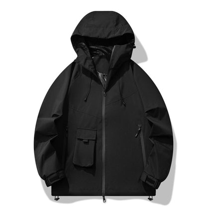 Men's technical outdoor jacket with water-repellent material and adjustable hood design Skorter