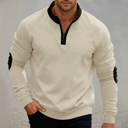 Men's sporty hoodie with short zipper and fashionable contrast elements Skorter