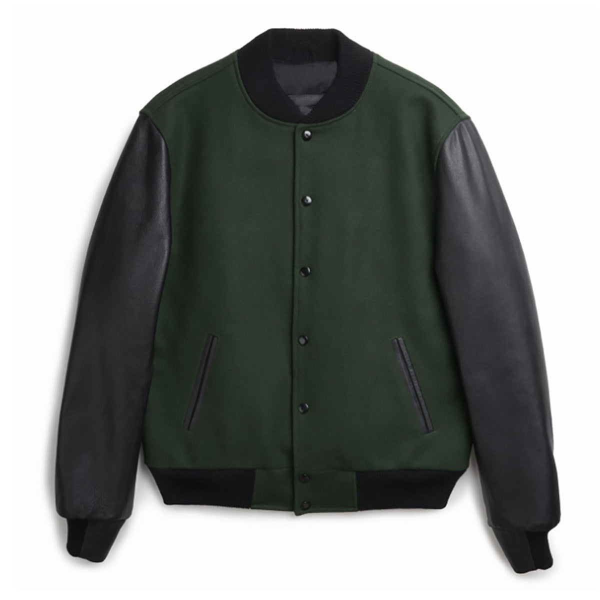 Men's stylish college jacket with leather sleeves Skorter