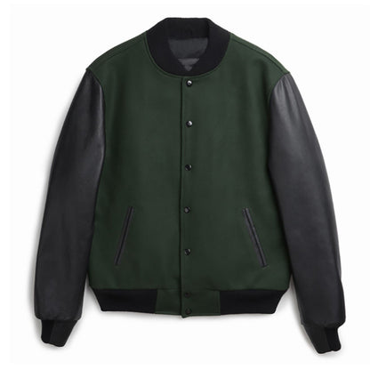 Men's stylish college jacket with leather sleeves Skorter