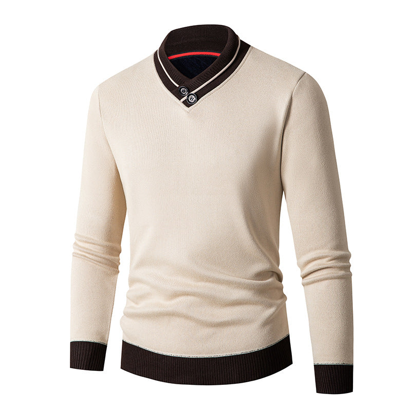 Men's sweater with modern shawl collar and button details Skorter