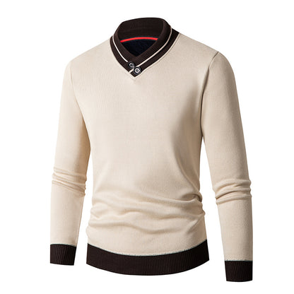 Men's sweater with modern shawl collar and button details Skorter