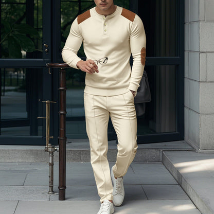 Men's stylish leisure set with practical buttons and leather applications Skorter