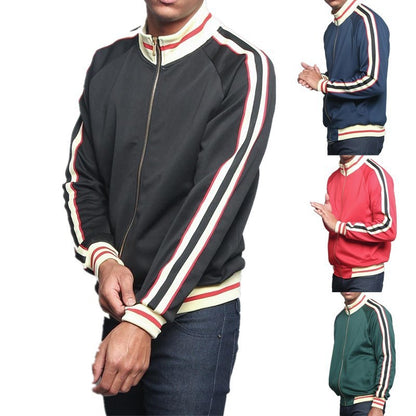 Men's sporty sweat jacket with contrasting color accents and high-quality zipper Skorter