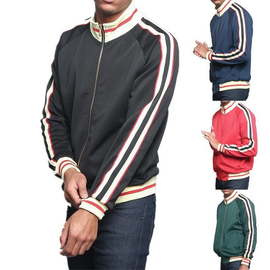 Men's sporty sweat jacket with contrasting color accents and high-quality zipper Skorter