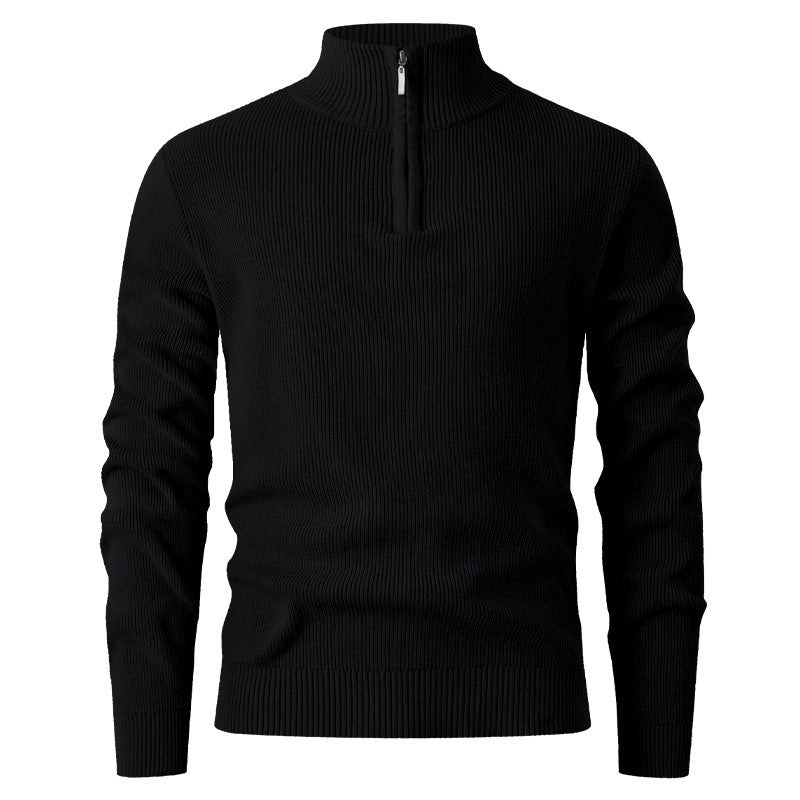 Men's sweater with stand-up collar and additional zipper Skorter