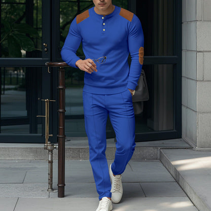 Men's stylish leisure set with practical buttons and leather applications Skorter