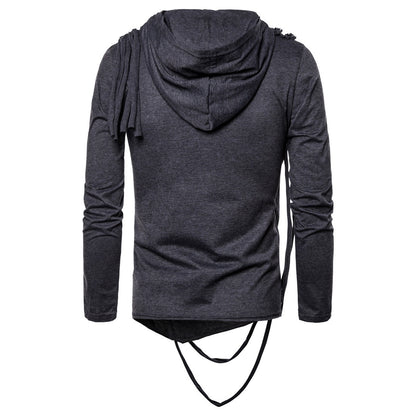 Asymmetrisk hoodie med dekorativa detaljer för män, skorter