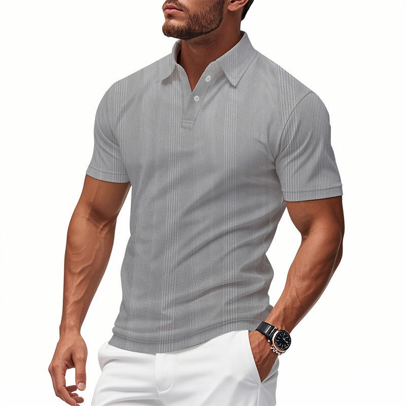 Men's stylish short-sleeve polo shirt with textured surface Skorter