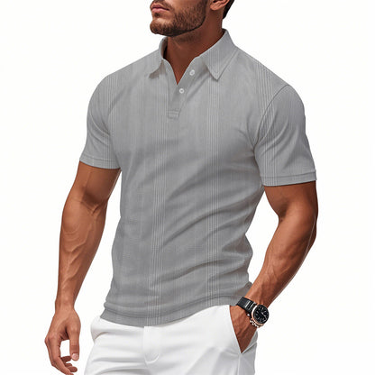 Men's stylish short-sleeve polo shirt with textured surface Skorter