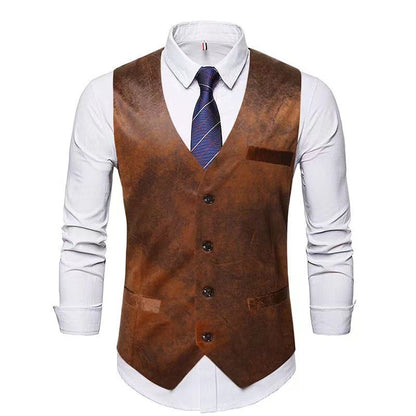Men's stylish vest with leather accents and practical pockets Skorter