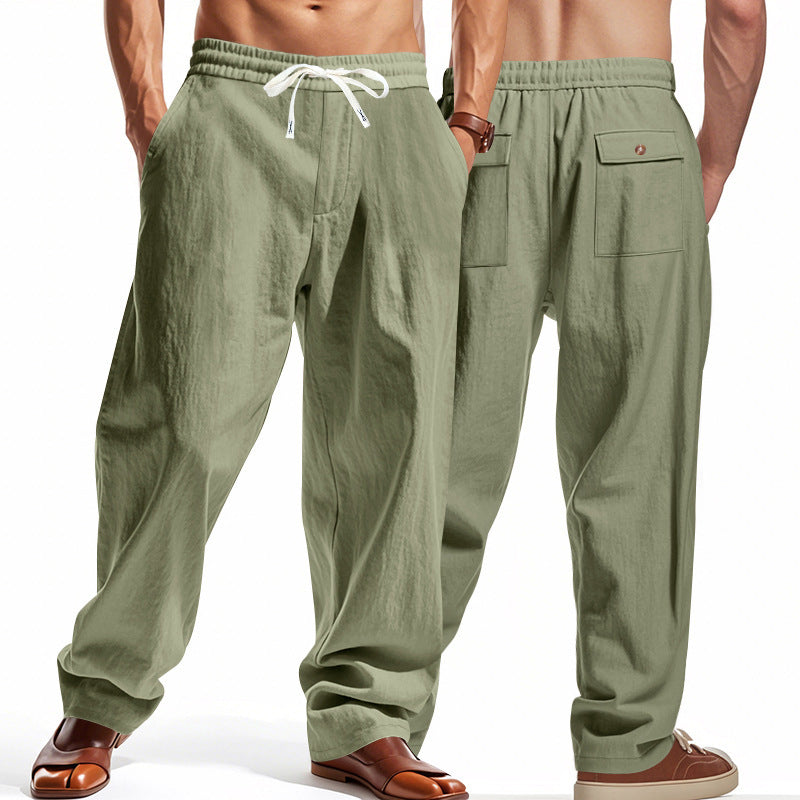 Men's airy leisure pants with elastic waistband and side pockets Skorter