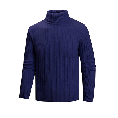 Men's elegant sweater with high collar and fine ribbed structure Skorter