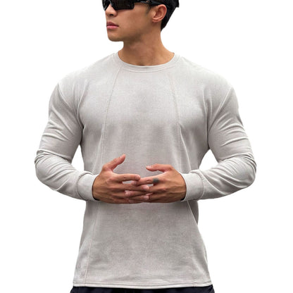 Men's Long Sleeve Sports Shirt with Seamless Processing and Fitted Cut Skorter