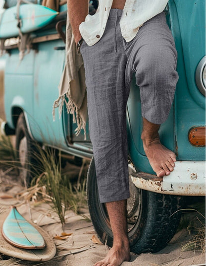 Men's Chino Pants with Casual Cut and Elastic Waistband Skorter