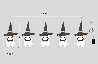 Skorter | Halloween Ghost Wizard Hat Color Light Fabric 1/5 Light Battery USB LED String Lights