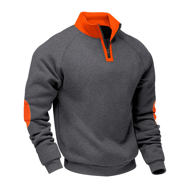 Men's sporty pullover with stand-up collar and practical zipper details Skorter