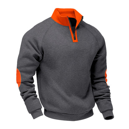 Men's sporty pullover with stand-up collar and practical zipper details Skorter